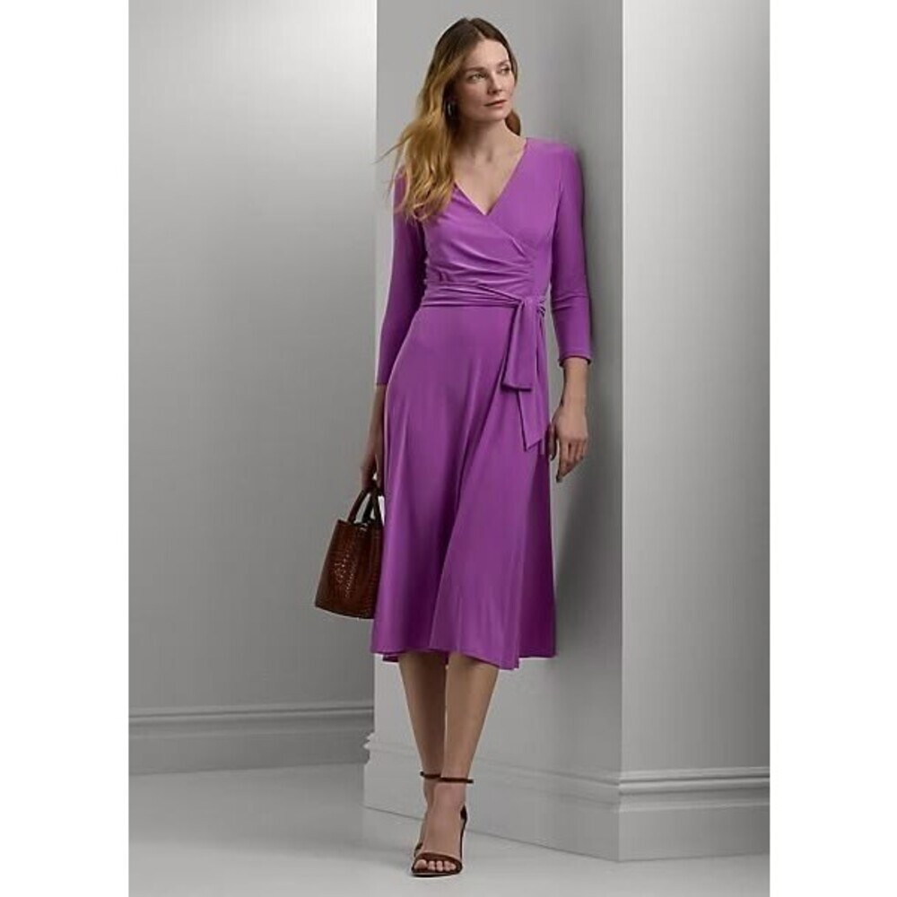 NEW Lauren Ralph Lauren Women's 16P Surplice Jersey Dress • Reg Price $145 - Picture 5 of 5